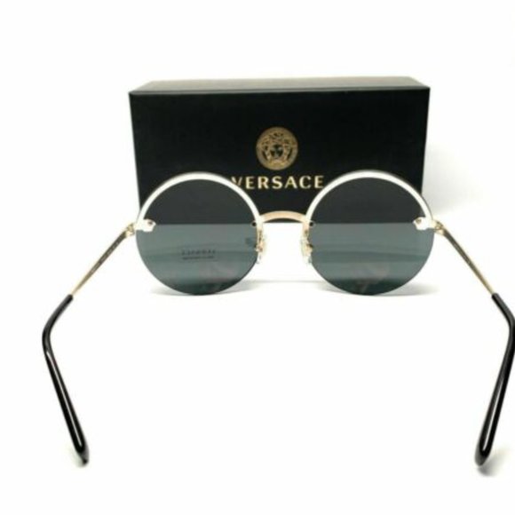 Versace Women\'s Gold and Grey Round Sunglasses!